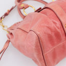 Miu Miu Vitellolux Hand Bag Leather 2way Pink Gold Auth 207017V-16