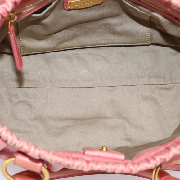 Miu Miu Vitellolux Hand Bag Leather 2way Pink Gold Auth 207017V
