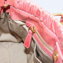 Miu Miu Vitellolux Hand Bag Leather 2way Pink Gold Auth 207017V-23