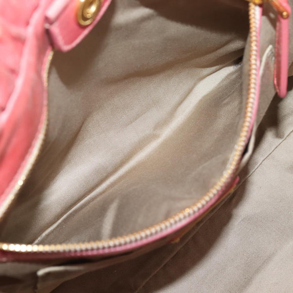 Miu Miu Vitellolux Hand Bag Leather 2way Pink Gold Auth 207017V