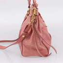 Miu Miu Vitellolux Hand Bag Leather 2way Pink Gold Auth 207017V-4