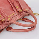 Miu Miu Vitellolux Hand Bag Leather 2way Pink Gold Auth 207017V-7