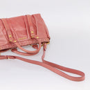 Miu Miu Vitellolux Hand Bag Leather 2way Pink Gold Auth 207017V-8