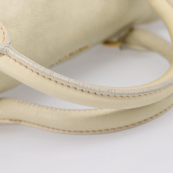 Miu Miu Hand Bag Leather 2way Beige Gold Auth 207019V