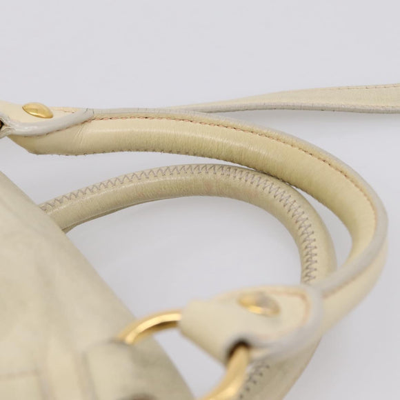 Miu Miu Hand Bag Leather 2way Beige Gold Auth 207019V