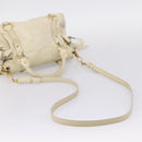 Miu Miu Hand Bag Leather 2way Beige Gold Auth 207019V-10