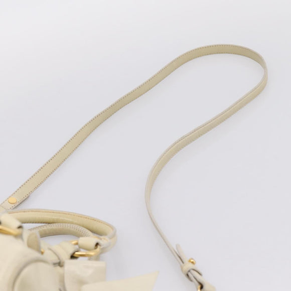 Miu Miu Hand Bag Leather 2way Beige Gold Auth 207019V