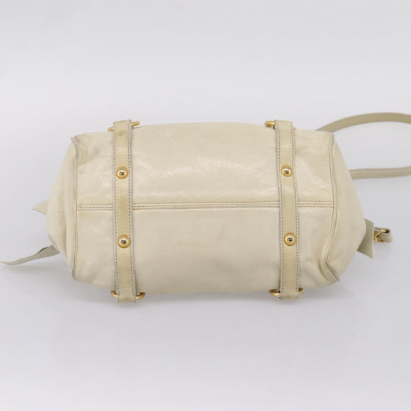 Miu Miu Hand Bag Leather 2way Beige Gold Auth 207019V