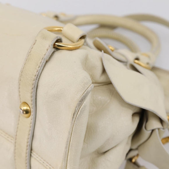 Miu Miu Hand Bag Leather 2way Beige Gold Auth 207019V
