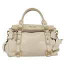 Miu Miu Hand Bag Leather 2way Beige Gold Auth 207019V-13