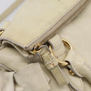 Miu Miu Hand Bag Leather 2way Beige Gold Auth 207019V-22