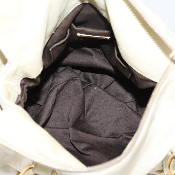 Miu Miu Hand Bag Leather 2way Beige Gold Auth 207019V