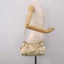 Miu Miu Hand Bag Leather 2way Beige Gold Auth 207019V-28