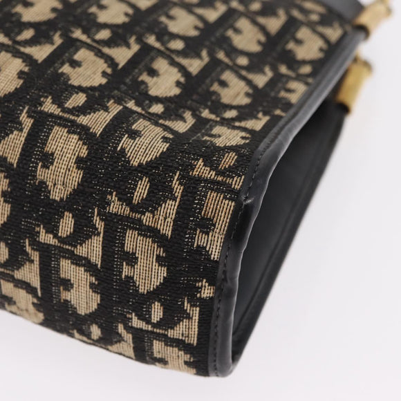 Christian Dior Trotter Canvas Shoulder Bag Navy Gold Auth 207020