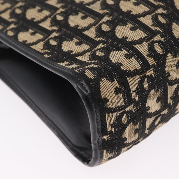 Christian Dior Trotter Canvas Shoulder Bag Navy Gold Auth 207020