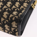 Christian Dior Trotter Canvas Shoulder Bag Navy Gold Auth 207020-16