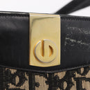 Christian Dior Trotter Canvas Shoulder Bag Navy Gold Auth 207020-17