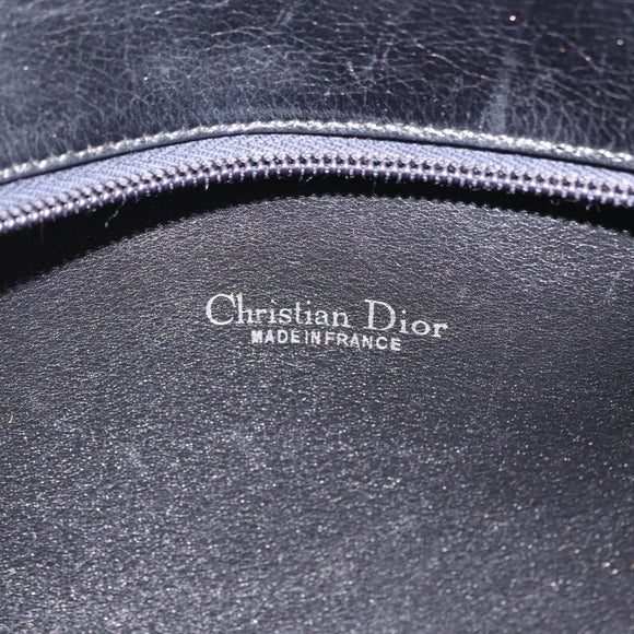 Christian Dior Trotter Canvas Shoulder Bag Navy Gold Auth 207020