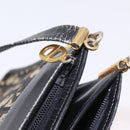 Christian Dior Trotter Canvas Shoulder Bag Navy Gold Auth 207020-25