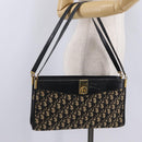 Christian Dior Trotter Canvas Shoulder Bag Navy Gold Auth 207020-27