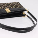 Christian Dior Trotter Canvas Shoulder Bag Navy Gold Auth 207020-8