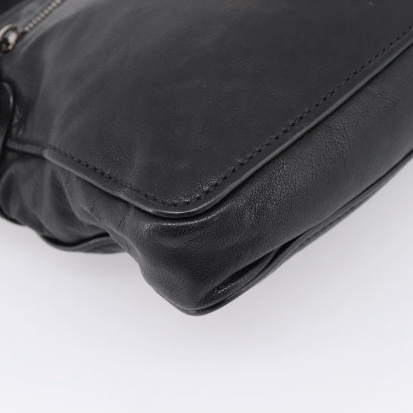 Miu Miu Shoulder Bag Leather Black Silver Auth 207021