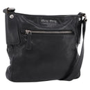 Miu Miu Shoulder Bag Leather Black Silver Auth 207021-1