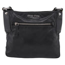 Miu Miu Shoulder Bag Leather Black Silver Auth 207021-2