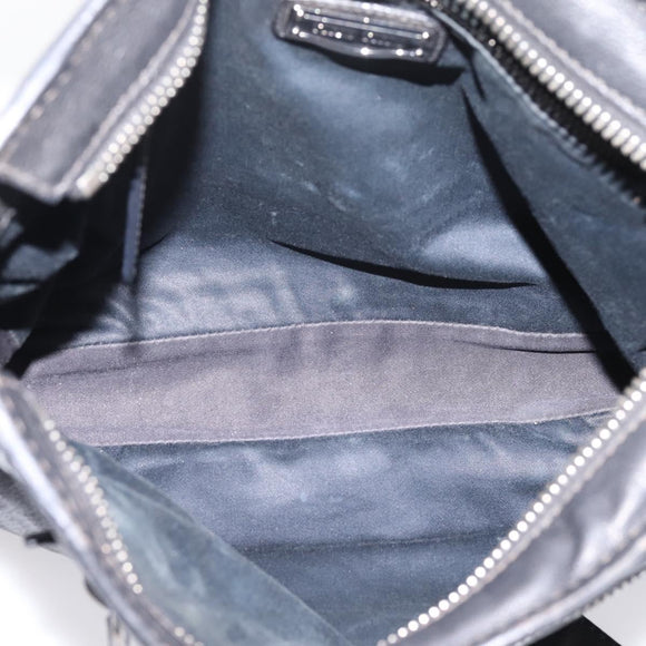 Miu Miu Shoulder Bag Leather Black Silver Auth 207021