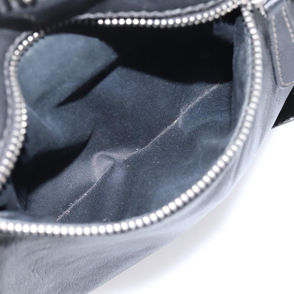Miu Miu Shoulder Bag Leather Black Silver Auth 207021