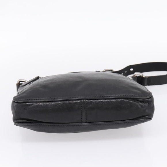 Miu Miu Shoulder Bag Leather Black Silver Auth 207021