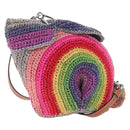 LOEWE Shoulder Bag Raffia Multicolor Silver Auth 207023SAM-1