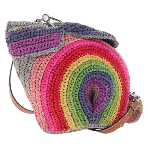 LOEWE Shoulder Bag Raffia Multicolor Silver Auth 207023SAM