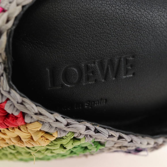 LOEWE Shoulder Bag Raffia Multicolor Silver Auth 207023SAM