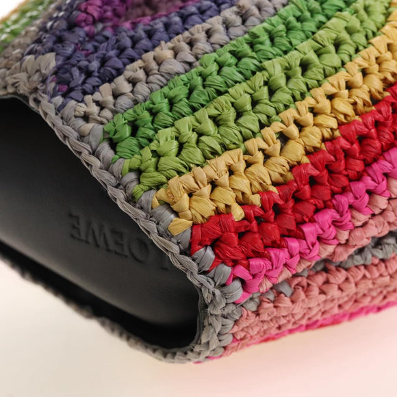 LOEWE Shoulder Bag Raffia Multicolor Silver Auth 207023SAM