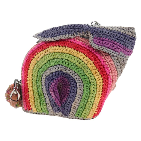 LOEWE Shoulder Bag Raffia Multicolor Silver Auth 207023SAM