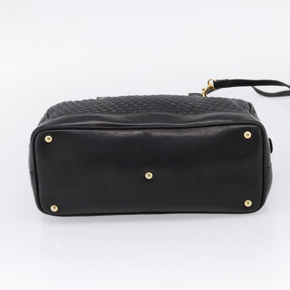 Bally Hand Bag Leather 2way Black Gold Auth 207025
