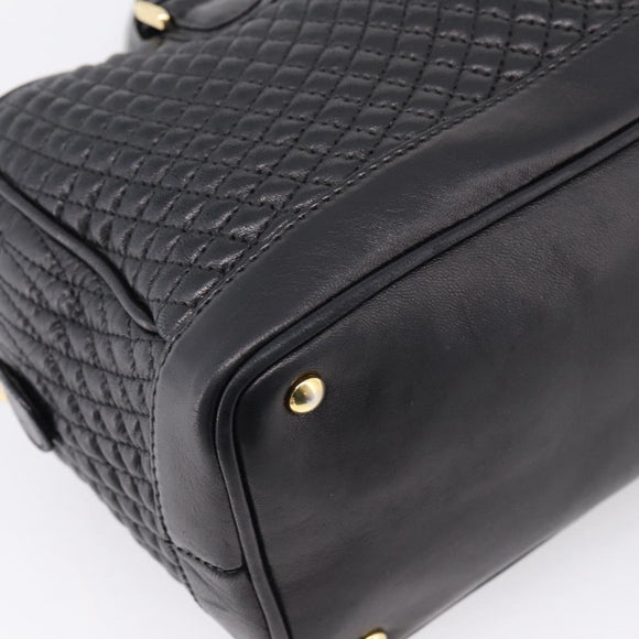 Bally Hand Bag Leather 2way Black Gold Auth 207025