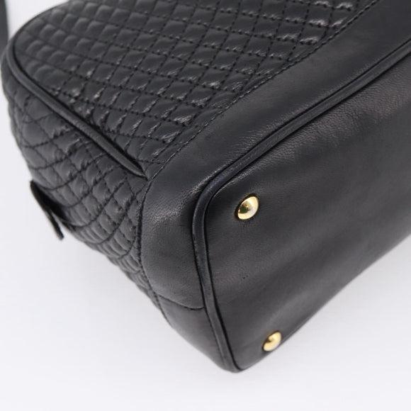 Bally Hand Bag Leather 2way Black Gold Auth 207025