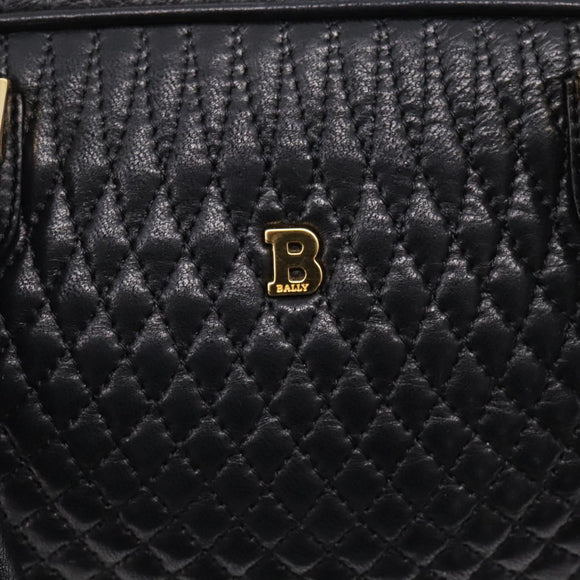 Bally Hand Bag Leather 2way Black Gold Auth 207025