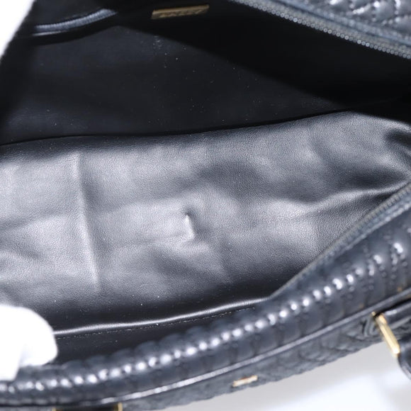 Bally Hand Bag Leather 2way Black Gold Auth 207025