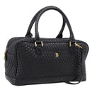 Bally Hand Bag Leather 2way Black Gold Auth 207025-1