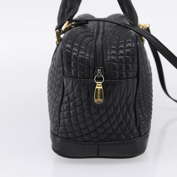 Bally Hand Bag Leather 2way Black Gold Auth 207025