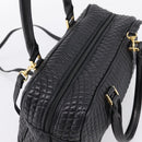 Bally Hand Bag Leather 2way Black Gold Auth 207025-6