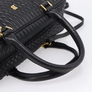 Bally Hand Bag Leather 2way Black Gold Auth 207025-7