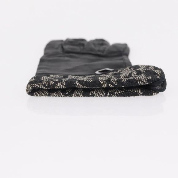 Christian Dior Trotter Canvas Gloves Leather Black Auth 207028