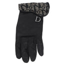 Christian Dior Trotter Canvas Gloves Leather Black Auth 207028-13