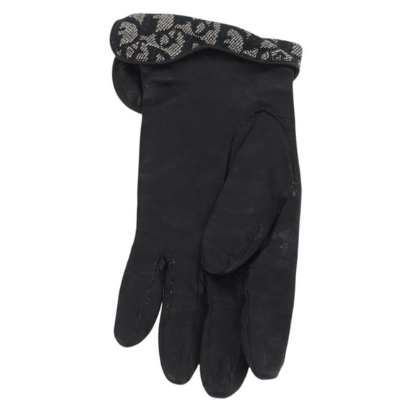 Christian Dior Trotter Canvas Gloves Leather Black Auth 207028