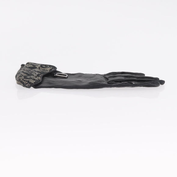 Christian Dior Trotter Canvas Gloves Leather Black Auth 207028