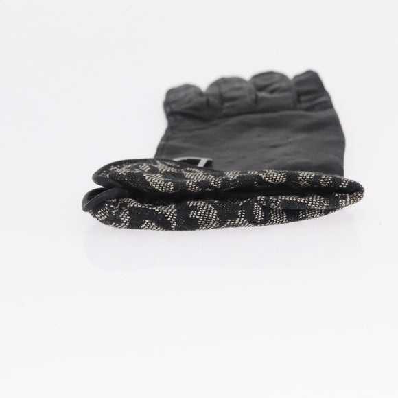 Christian Dior Trotter Canvas Gloves Leather Black Auth 207028
